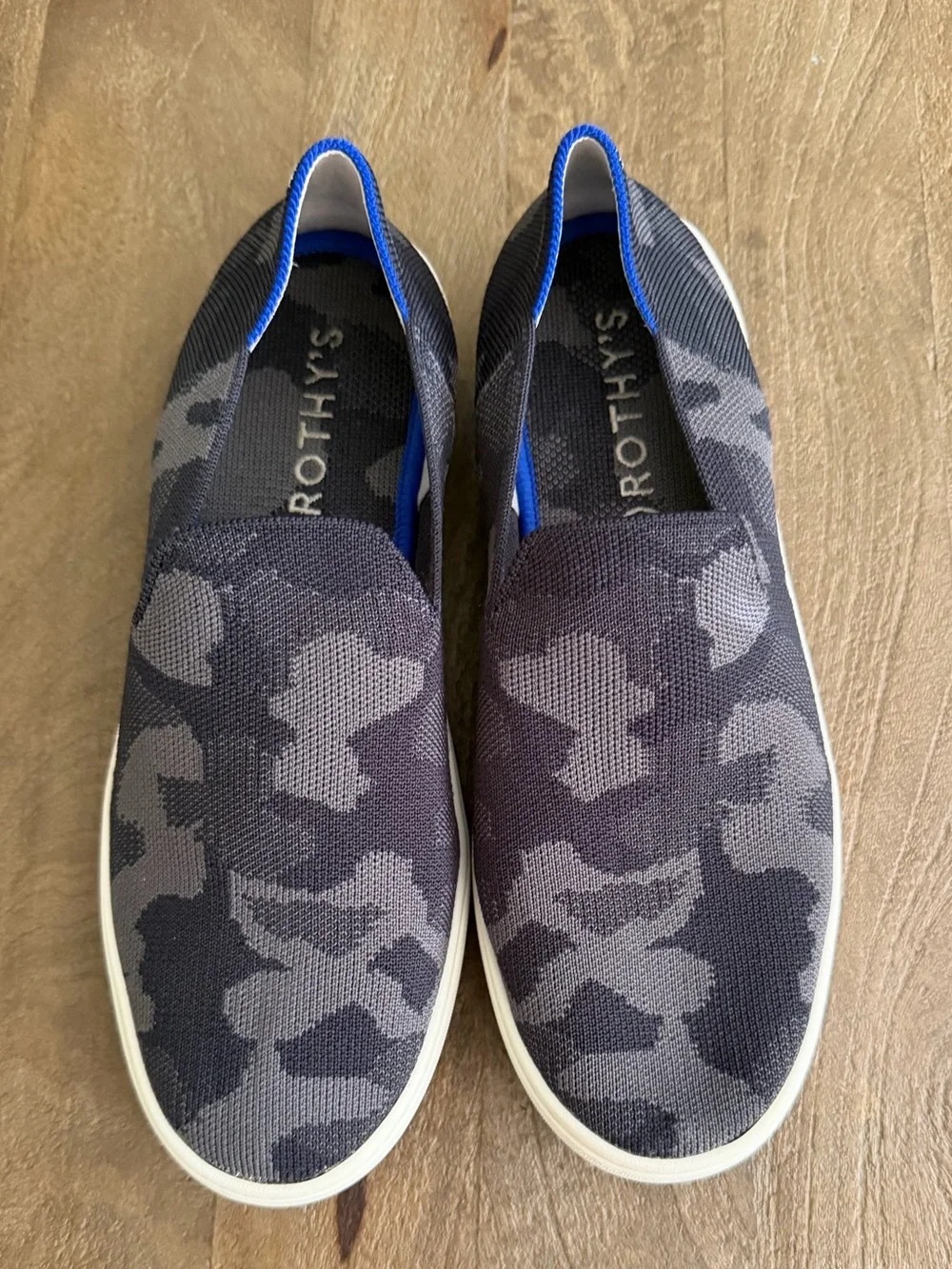 Rothy's Womens The Original Slip On Sneaker in Grey Camo Knit Size 9.5